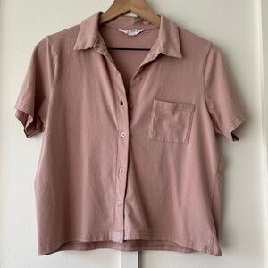 Danskin Mauve Button-Up Tee‎ – Size Medium